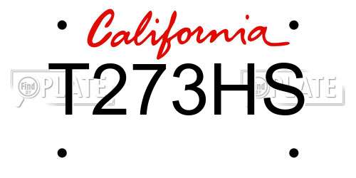 T273HS California License Plate