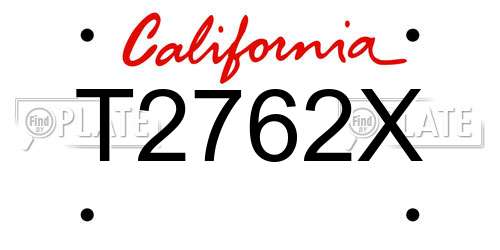 T2762X California License Plate