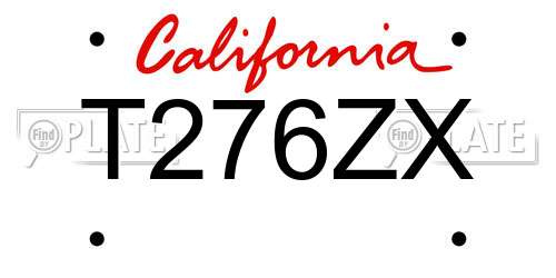 T276ZX California License Plate