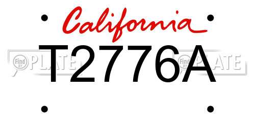 T2776A California License Plate