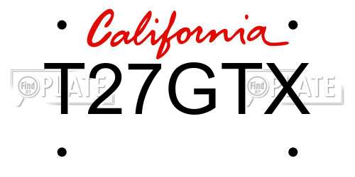 T27GTX California License Plate