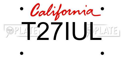 T27IUL California License Plate