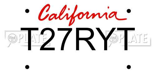 T27RYT California License Plate