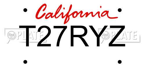 T27RYZ California License Plate