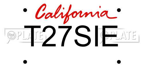 T27SIE California License Plate