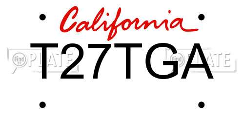 T27TGA California License Plate