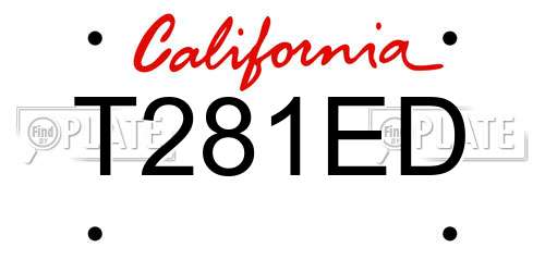T281ED California License Plate