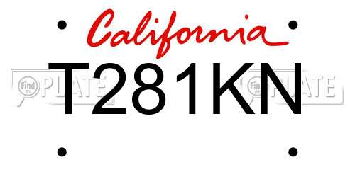 T281KN California License Plate