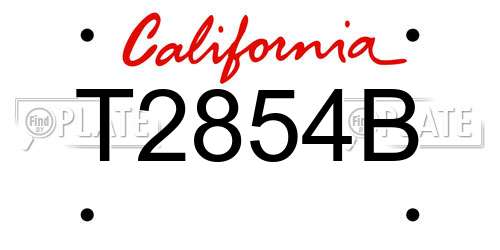 T2854B California License Plate