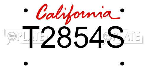 T2854S California License Plate