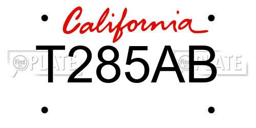 T285AB California License Plate