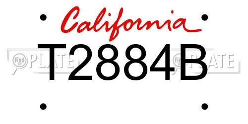 T2884B California License Plate