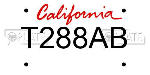 T288AB California License Plate
