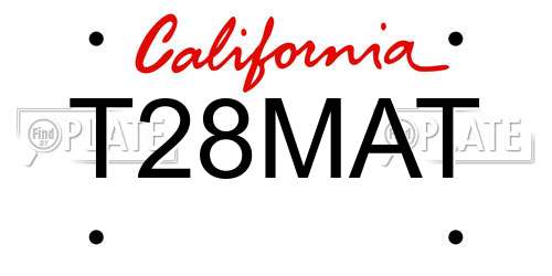 T28MAT California License Plate