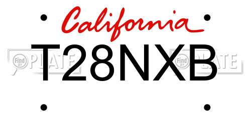 T28NXB California License Plate