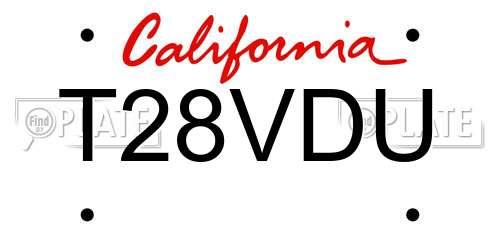 T28VDU California License Plate