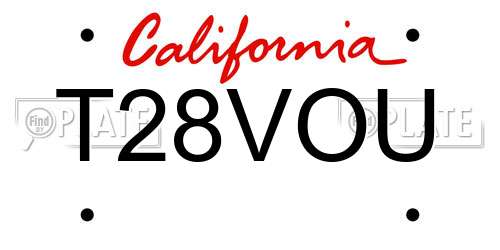 T28VOU California License Plate