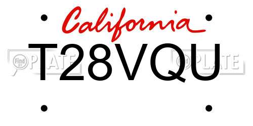T28VQU California License Plate