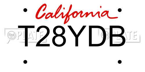 T28YDB California License Plate