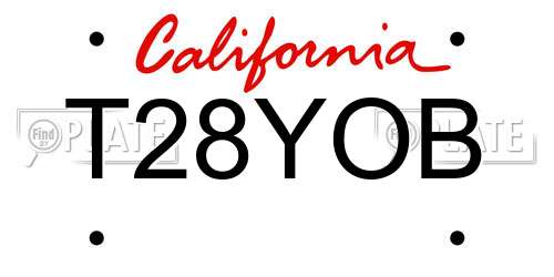 T28YOB California License Plate