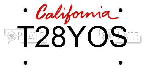 T28YOS California License Plate
