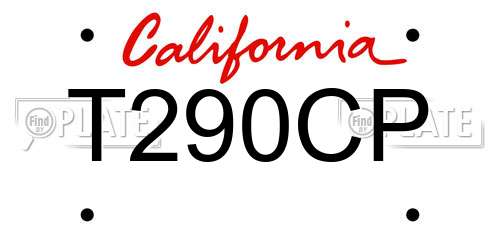 T290CP California License Plate