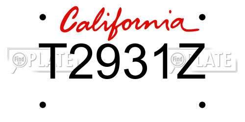T2931Z California License Plate