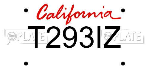 T293IZ California License Plate