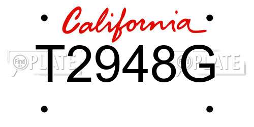 T2948G California License Plate