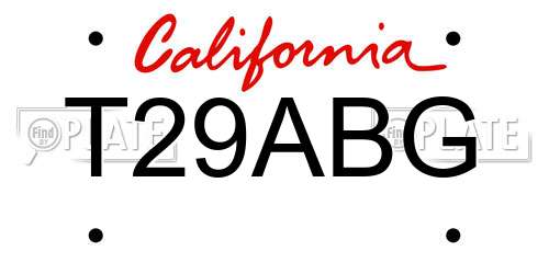 T29ABG California License Plate