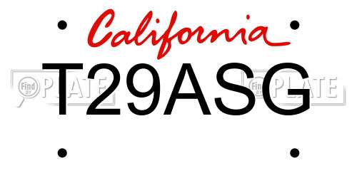 T29ASG California License Plate