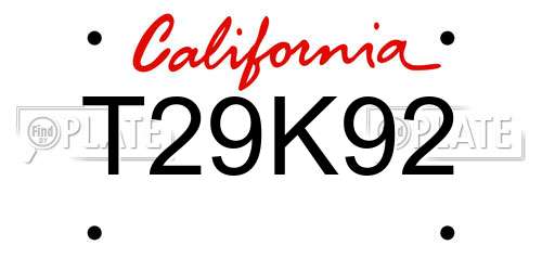 T29K92 California License Plate