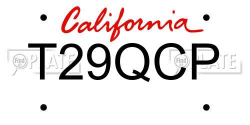 T29QCP California License Plate