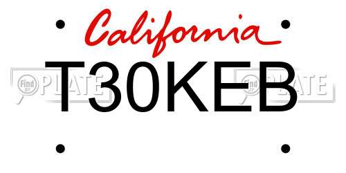 T30KEB California License Plate