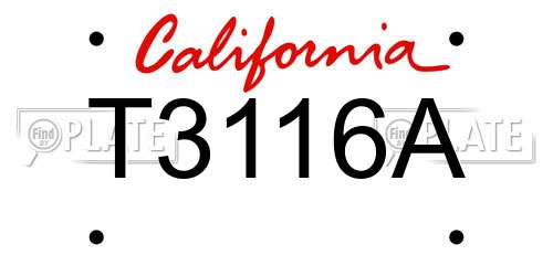 T3116A California License Plate