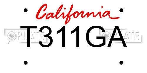T311GA California License Plate