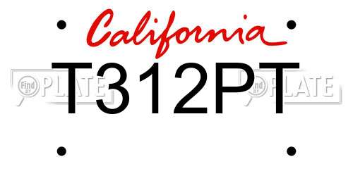 T312PT California License Plate