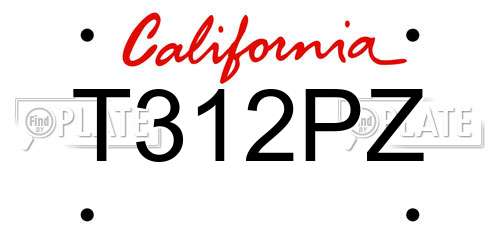 T312PZ California License Plate