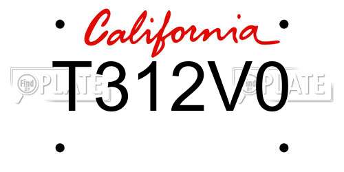T312V0 California License Plate