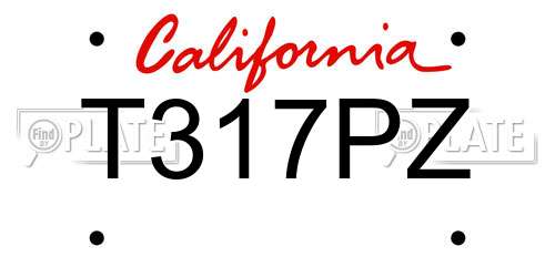 T317PZ California License Plate