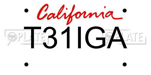 T31IGA California License Plate