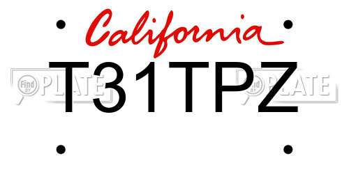 T31TPZ California License Plate