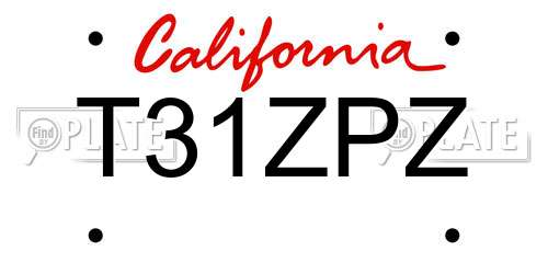 T31ZPZ California License Plate