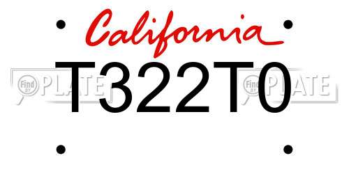 T322T0 California License Plate