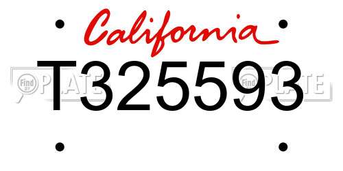T325593 California License Plate