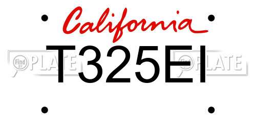 T325EI California License Plate