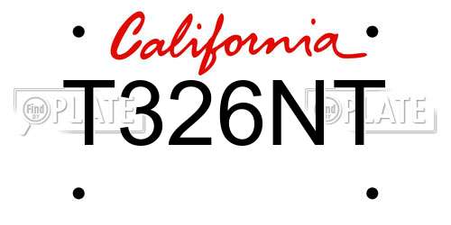 T326NT California License Plate