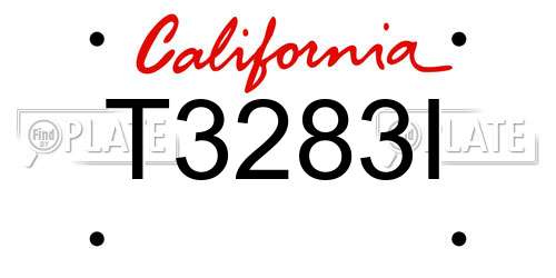 T3283I California License Plate
