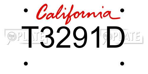 T3291D California License Plate