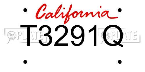 T3291Q California License Plate